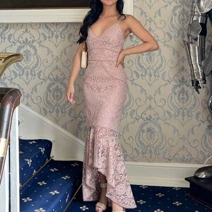 Ever New Blush/Dusty Rose Lace Fishtail Dress